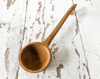 Antique Vintage Primitive Wooden Spoon Ladle Stirring Utensil