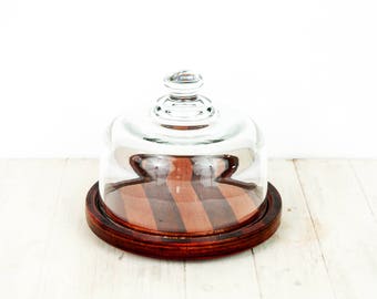 Genuine Teak Plate | Vintage Cheese Dome Cloche | Vintage Christmas Present