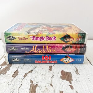 Set of Three Vintage Disney VHS Classic Tapes - Aladdin, The Jungle Book, and 101 Dalmatians - Collector&#39;s Edition