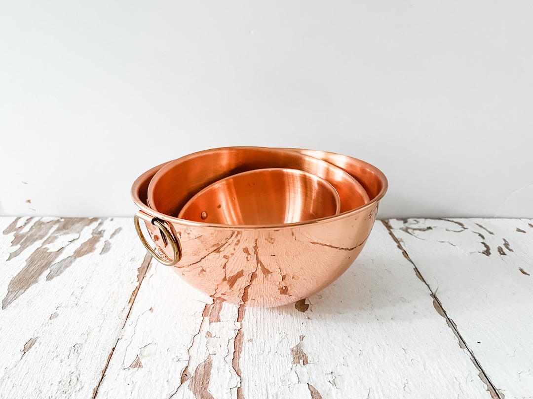 Vintage Kitchen Copper Bowl Set of Three Copper Mixing Bowls Etsy