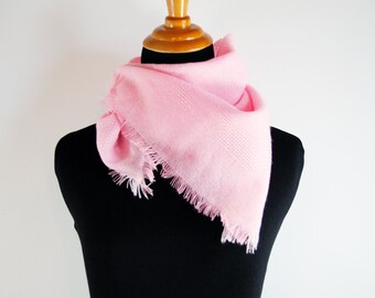 vintage neon fluorescent pink thin acrylic spring scarf shawl with fringe