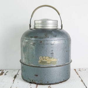 Vintage Antique Large JC Higgins Sears Roebuck Aluminum Thermos with Handle