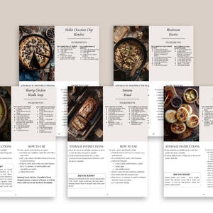 K&ouml;nnte beinhalten: Rezeptseiten mit Gerichten wie Skillet Chocolate Chip Blondies, Mushroom Risotto, Hearty Chicken Noodle Soup, Bananenbrot und English Muffins. Jede Seite enth&auml;lt ein Foto des zubereiteten Gerichts und die Zutaten.