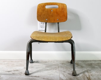 Vintage Child Size School Chair Desk Chair Wood and Metal Children’s Kids Antique Home Decor
