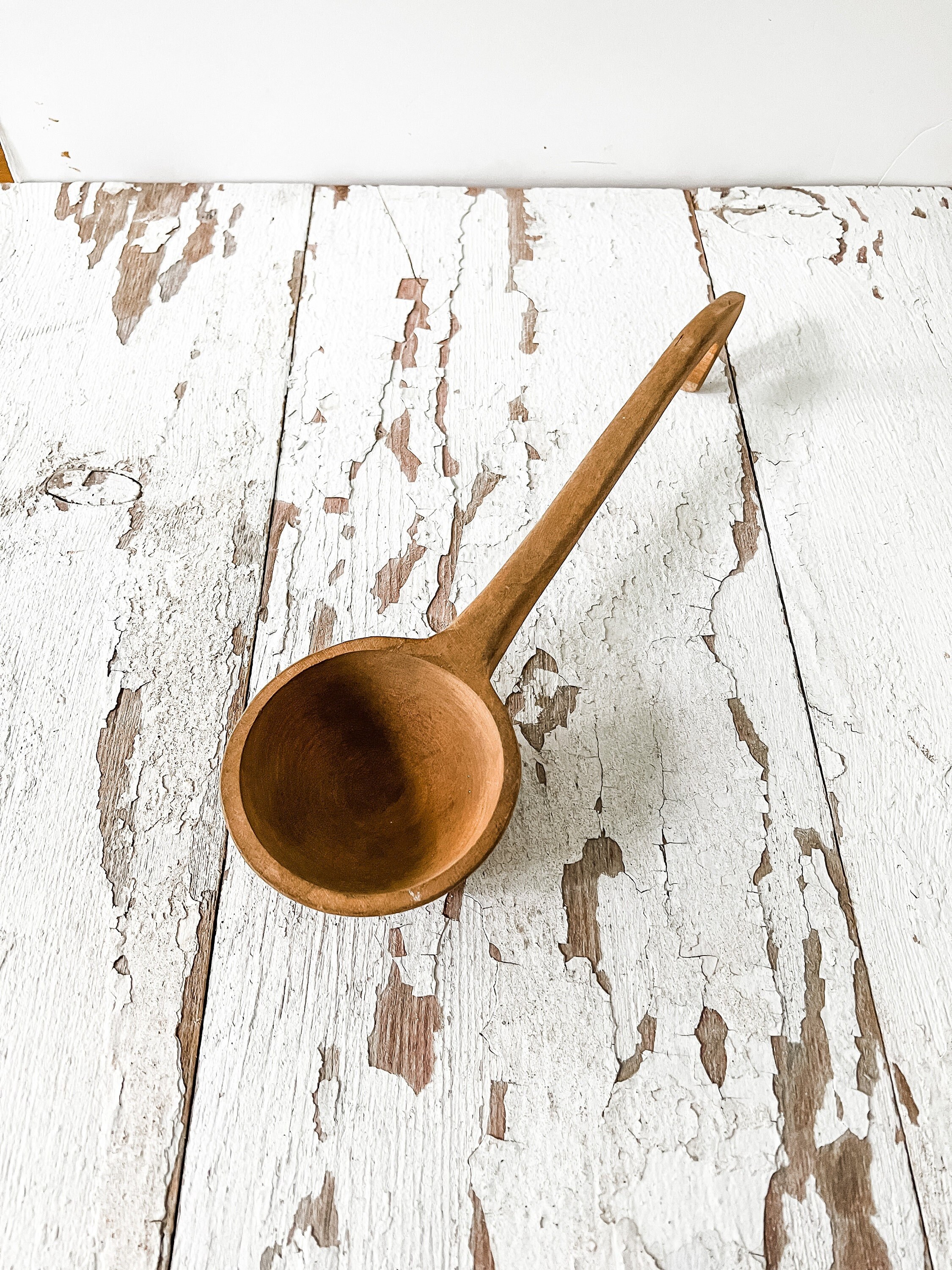 Antique Vintage Primitive Wooden Spoon Ladle Stirring Utensil