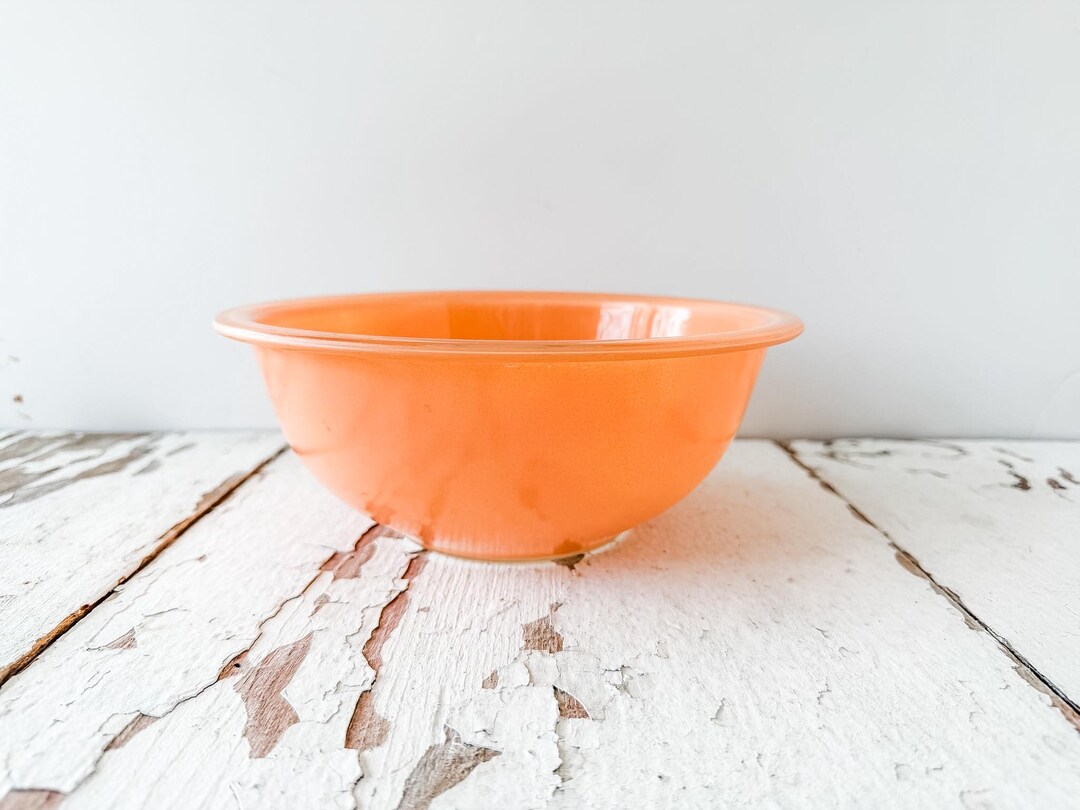 Vintage Pyrex Peach Mixing Bowl – Retro Pink Orange Glass Bowl – Mid ...