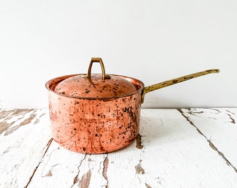 Vintage Kitchen Copper Pot Paul Revere 1 Qt Copper Saucepan Antique Copperware Saucepan Vintage Copperware Sauce Pan Paul Revere Saucepan