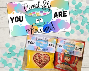 Valentines, Cereal-sly, Valentine Printable, Müsli, Print zu Hause, digitaler Download