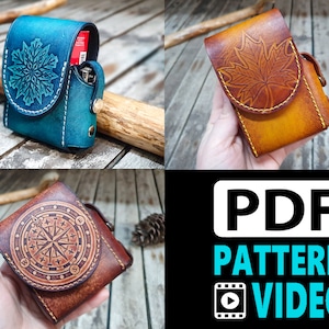 Set Of 3 PDF Leather Patterns / Cigarette Case With Small Lighter Slot / Leather Pattern Plus Youtube Video