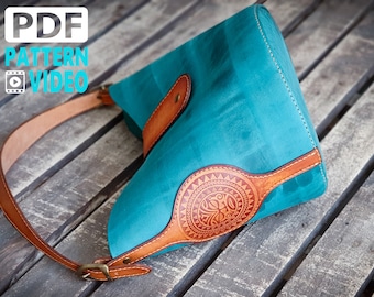 PDF Pattern. Polynesian Design Leather BUCKET hand bag With Video