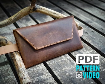 PDF Pattern for Leather Belt bag / Leather waist pouch / plus video