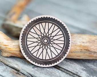 Bicycle Wheel Wooden Stamp For Leather Crafting | 8 cm diameter or 3,15” x 3,15”