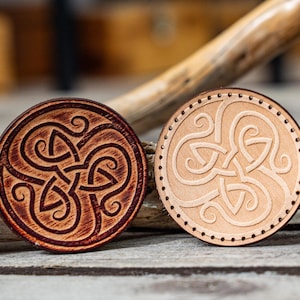 Leather Round Patch Celtic Trinity Knot | 6 cm