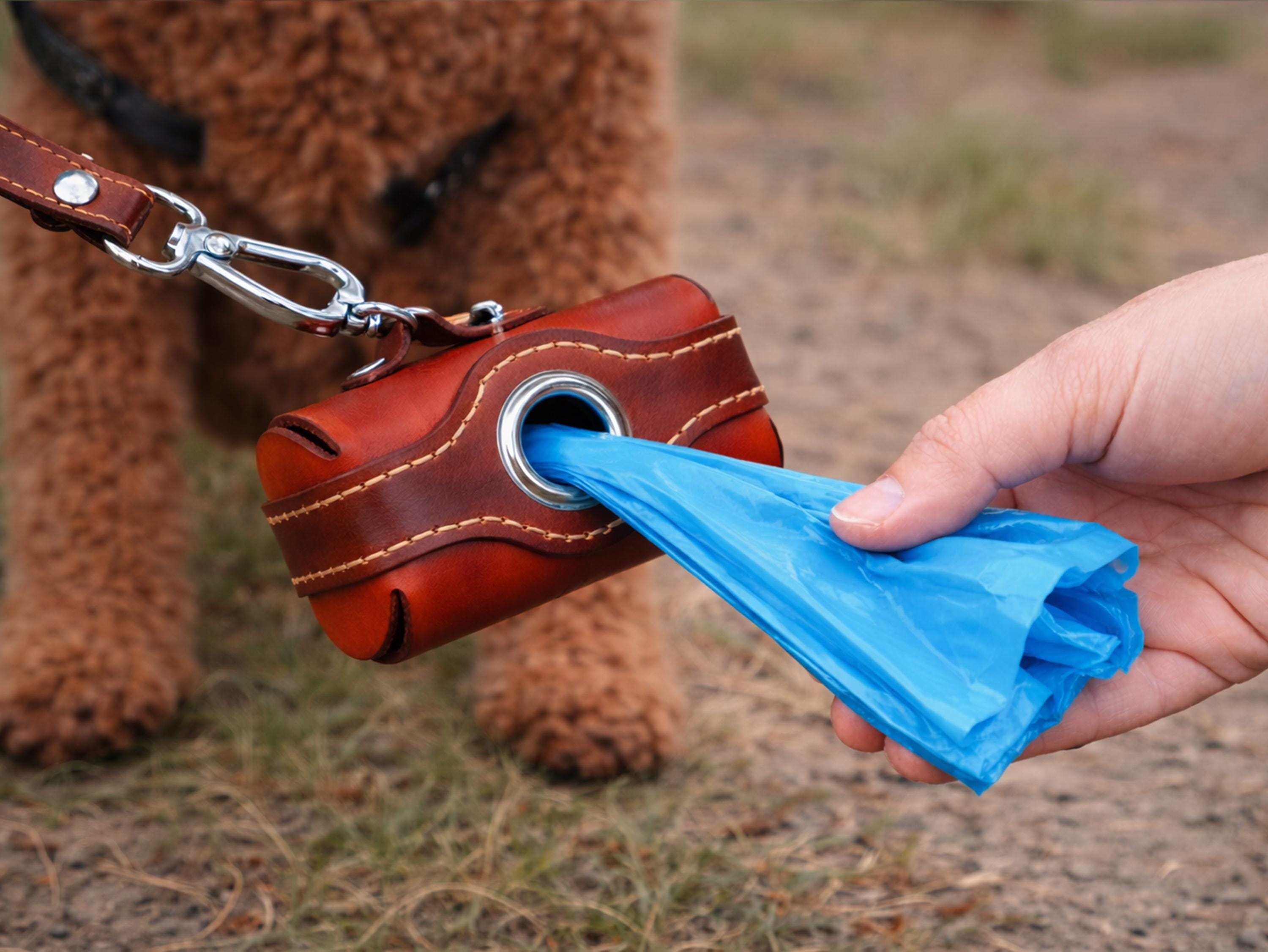 Handmade Leather Dog Poop Bag Holder - Luxury Pet Waste Bag Dispenser - Durable Clip-On Leash Accessory - Made to Order - Gift for Dog Owner
