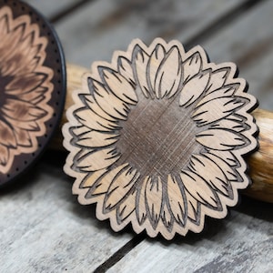 Sonnenblume Holzstempel für Leder Basteln | 9 cm x 9 cm oder 3,5” x 3,5”