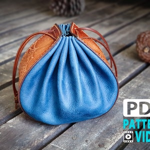 PDF leather Pattern for Large Dice Pouch/ Drawstring Pouch Pattern / Video Tutorial image 2