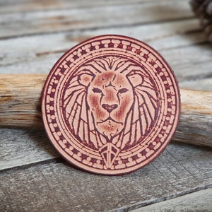 Leather Round Patch Lion | 8,5 cm
