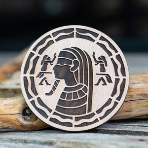 Pharaoh Design Wooden Stamp for leather crafting | 9 cm diameter or 3,5” x 3,5”