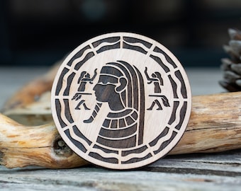 Pharaoh Design Wooden Stamp for leather crafting | 9 cm diameter or 3,5” x 3,5”