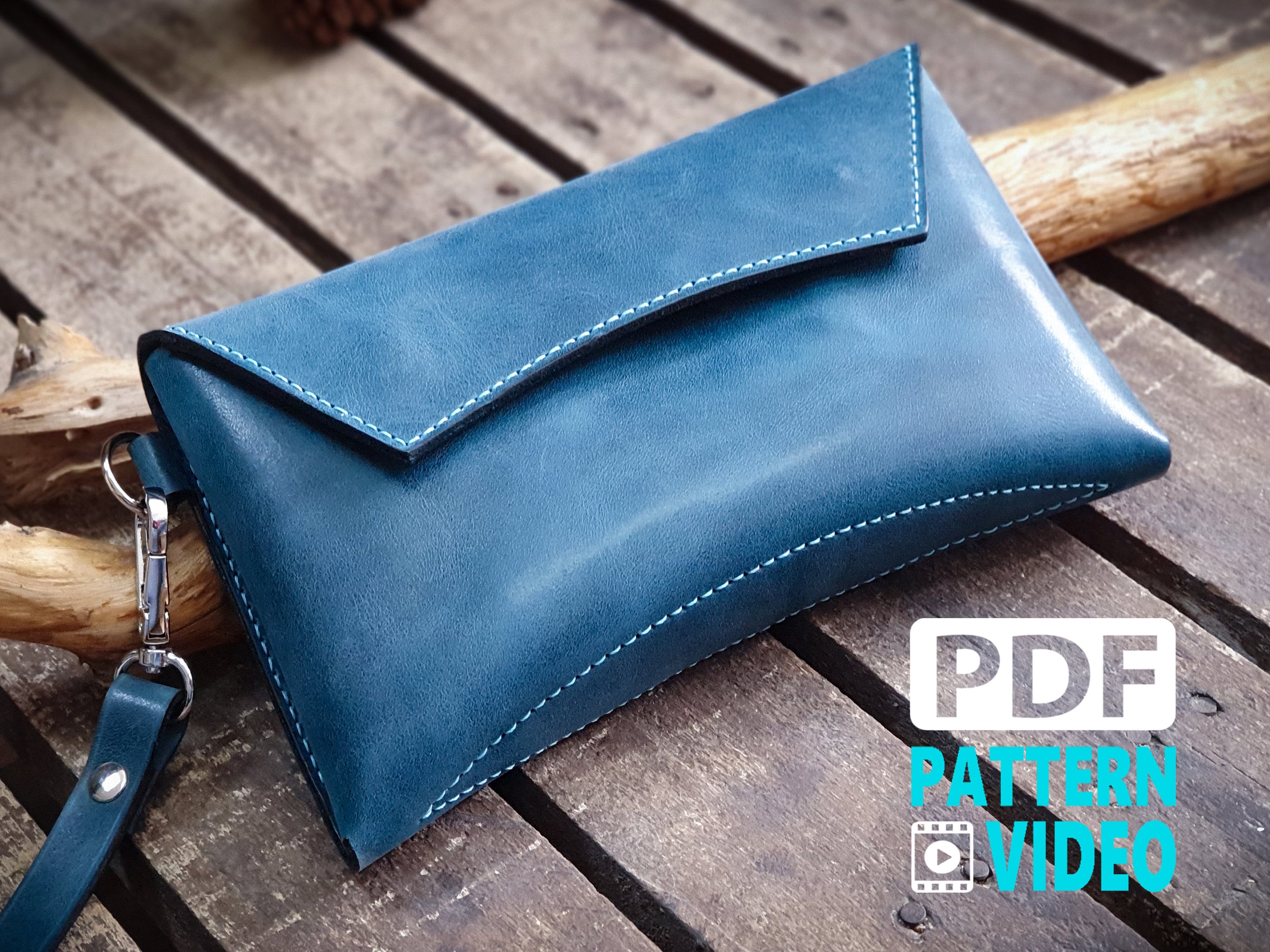 PDF Pattern for Curved Leather Clutch 