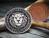 Lion Wooden Stamp for leather crafting 8,5 cm diameter