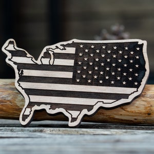 Tampon en bois représentant une carte des États-Unis pour l'artisanat du cuir | 12 cm x 8 cm ou 4,7" x 3,1"