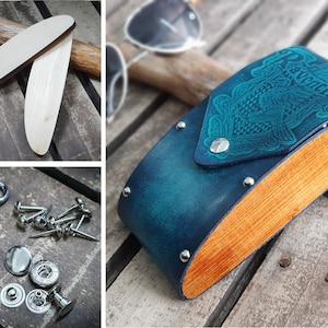 Wood and leather sunglasses case kit,  DIY leather crafts