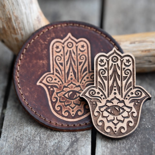Hamsa Hand Wooden Stamp for leather crafting