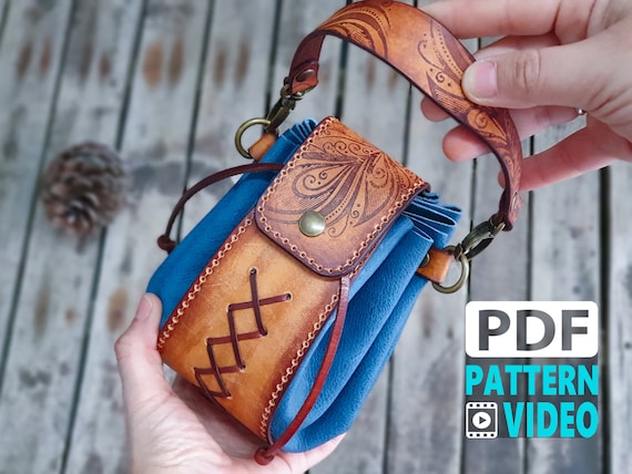 PDF Leather Pattern. Leather drawstring Coin Pouch