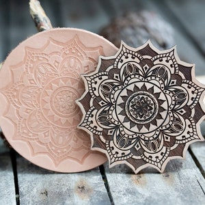 No2 Mandala Wooden Stamp for leather crafting | 11,5 cm diameter or 4,5” x 4,5”