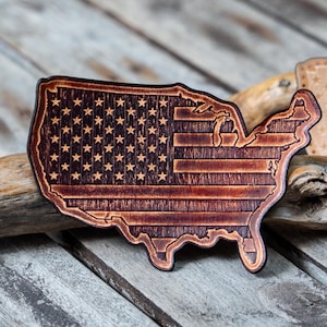 Leather Patch USA Map Flag | 12,4 cm x 8,4 cm