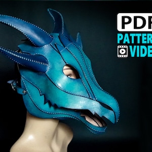 PDF Leather Dragon Mask Pattern, Cosplay Dragon Head Pattern, Full Head Mask Pattern