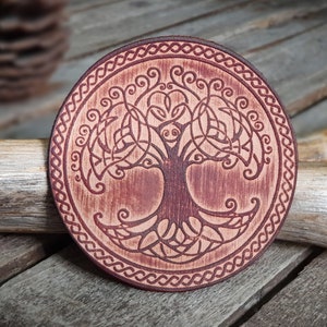 Leather Round Patch Tree Design | 9 cm