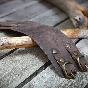 Brown Unisex Leather Cuff Bracelet Handmade Leather Wrist Cuff image 3