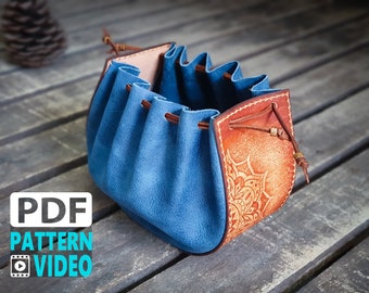 PDF leather Pattern for Large Dice Pouch/ Drawstring Pouch Pattern / Video Tutorial