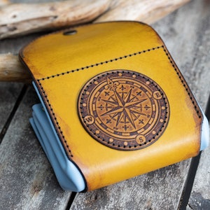 Compass Design Leather Wallet