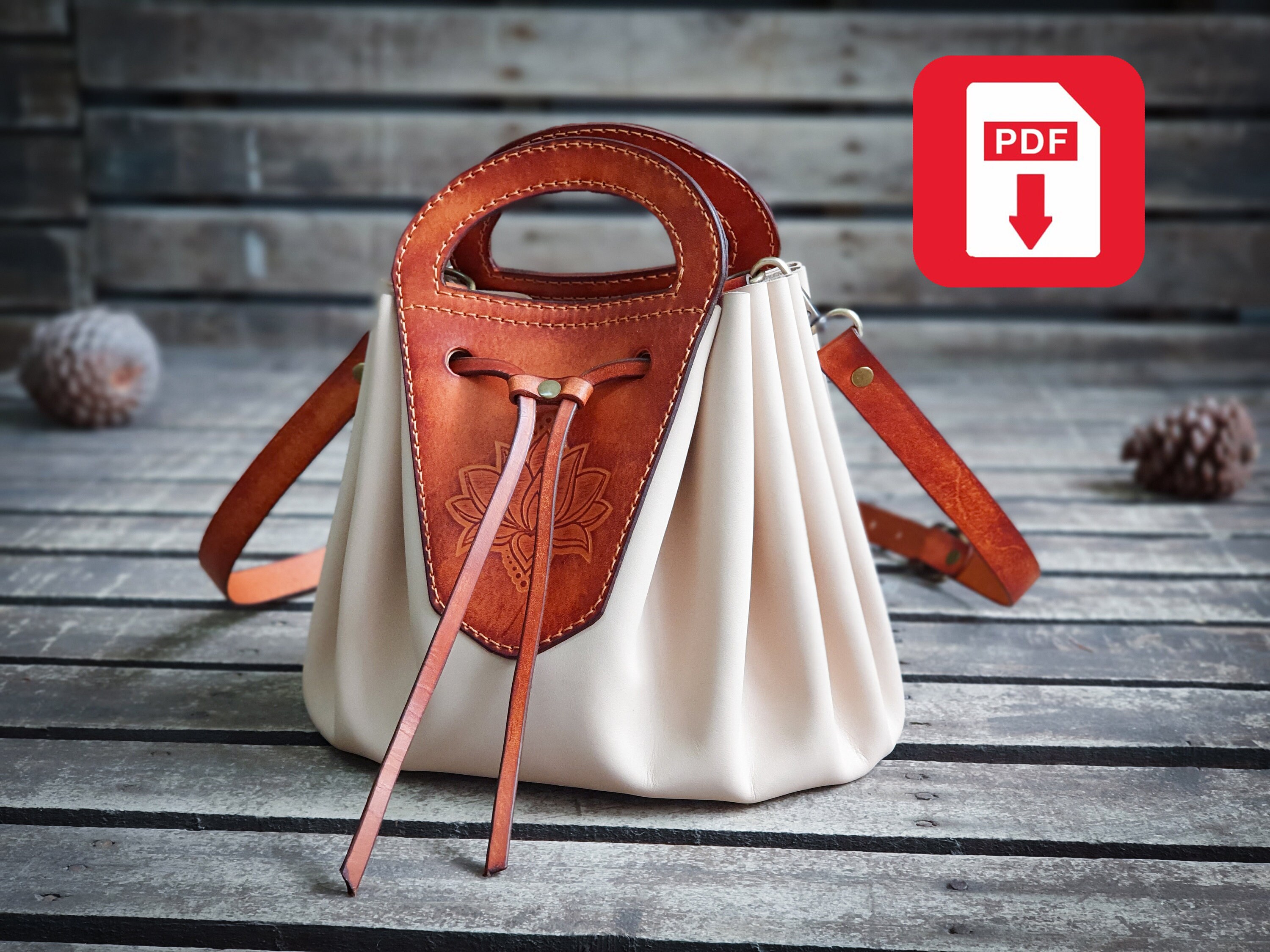 PDF Pattern. Leather BUCKET hand bag With Video