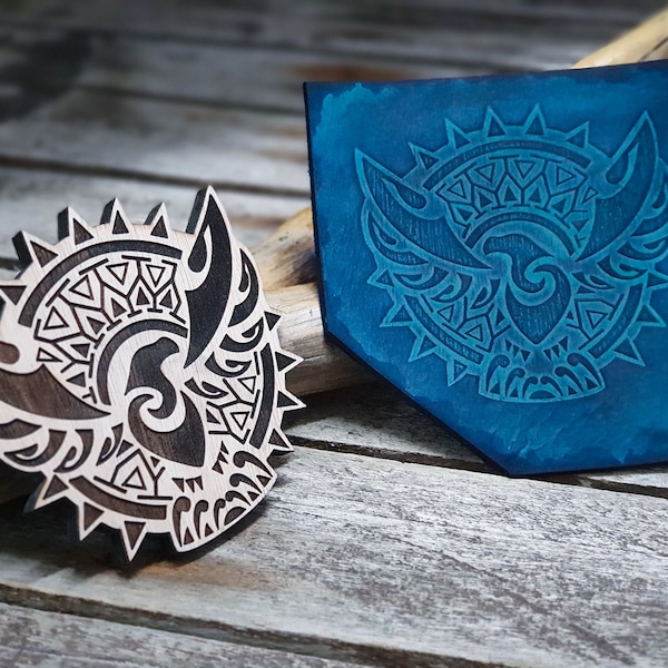 Phoenix Wooden Stamp for leather crafting | 8,5cm x 8,5cm or 3,3” x 3,3”