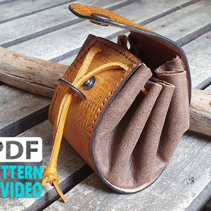 Patrón de bolsa de cuero con cordón en PDF / patrón de bolsa de dados / video tutorial
