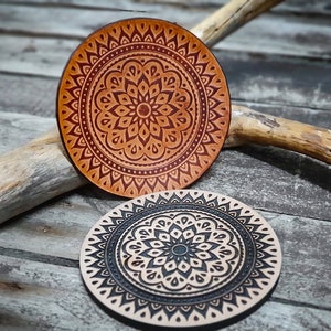 Mandala Wooden Stamp for leather crafting | 11 cm diameter or 4,3” x 4,3”