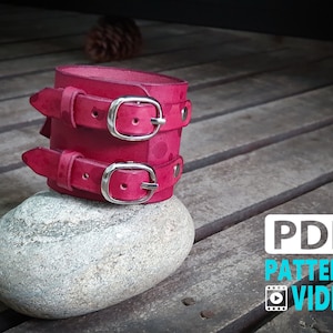 PDF Leather Pattern. Men and Women Leather Cuff Bracelet Pattern With Video Tutorial