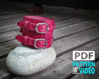 PDF Leather Pattern. Men and Women Leather Cuff Bracelet Pattern With Video Tutorial