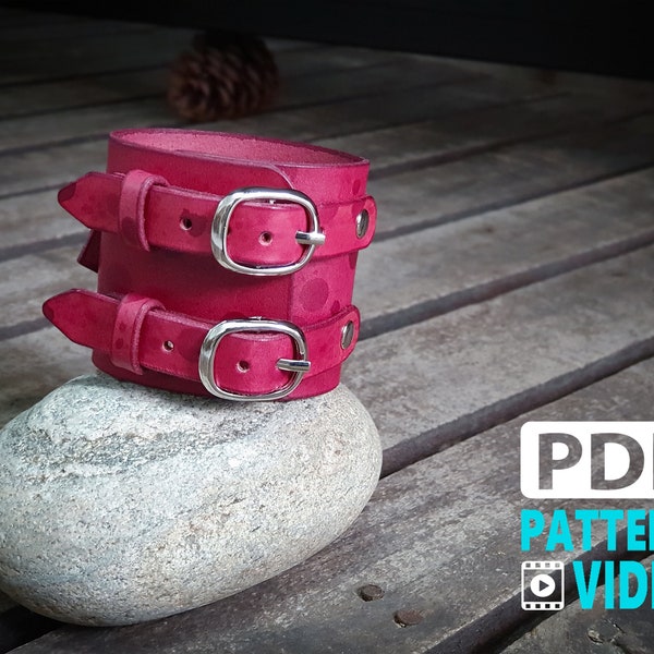 PDF Leather Pattern. Men and Women Leather Cuff Bracelet Pattern With Video Tutorial