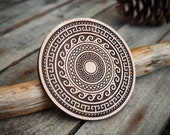 Greek Round Design Wooden Stamp for leather crafting 11 cm diameter