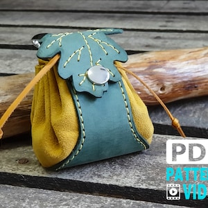 PDF Pattern. Oak leaf Leather coin pouch image 1