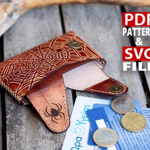 Portfel męski Spider Web z samouczkiem wideo | PDF, szablon skórzany SVG