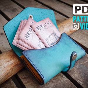 Patrón de cuero PDF. Tarjetero de cuero simple / Estuche de tarjeta minimalista