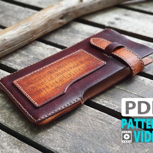 Patrón de funda de teléfono de cuero / billetera en PDF. Patrón de cuero más vídeo "CÓMO HACERLO"