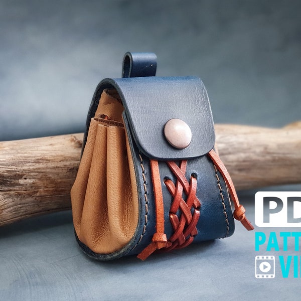 PDF Pattern. Leather drawstring coin pouch