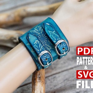 Laser SVG and PDF Pattern. Unisex Leather Cuff in Two Sizes